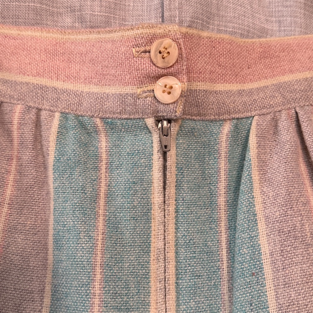 Vintage Wool blend Skirt-Pastel Striped-Pleated Detail-Button/Zipper Back-EUC - Picture 7 of 13